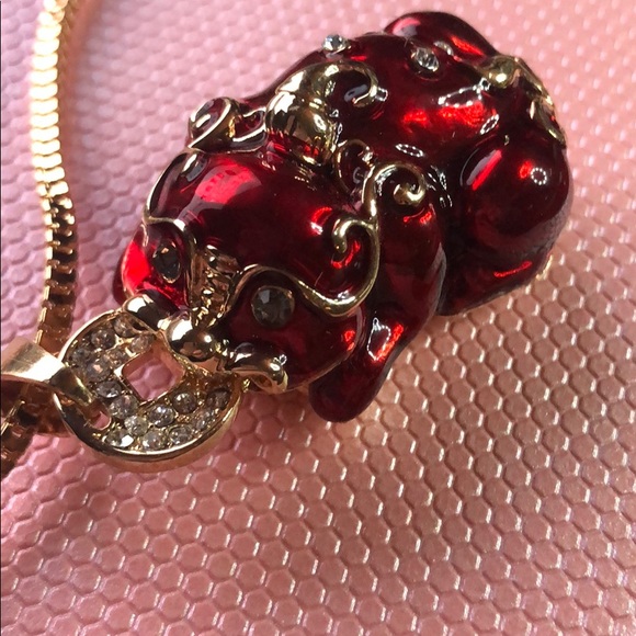 Betsey Johnson Jewelry - Betsey Johnson Chinese Foo dog Pig Red Gold NWT
